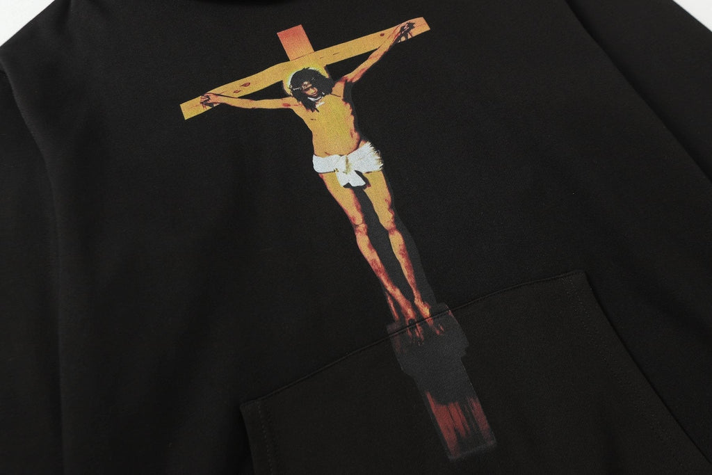 THAT'S A AWFUL LOT OF COUGH SYRUP Crucifixion Graphic Pullover Hoodie