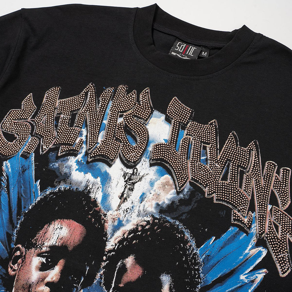 SAINT Rhinestone Graphic Short-Sleeve T-Shirt