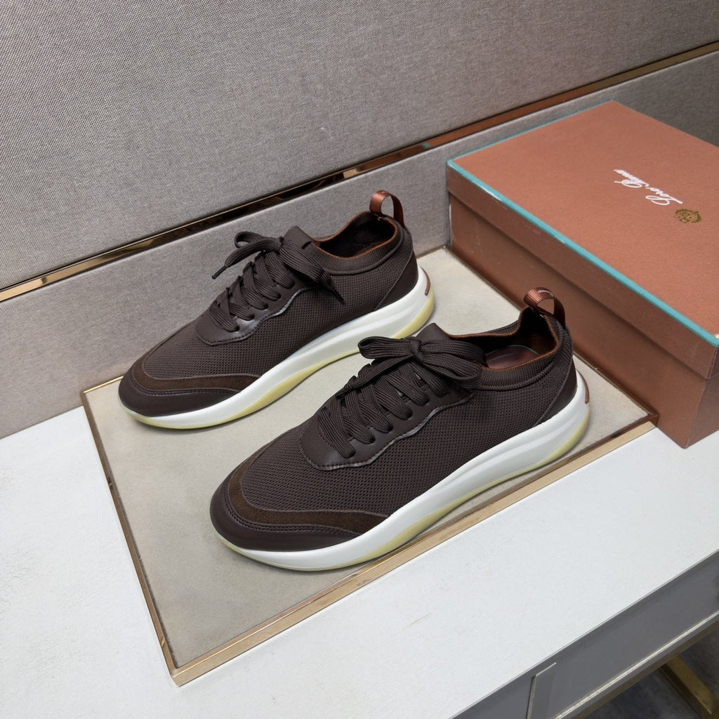 Men's Dark Brown Paneled Sneakers