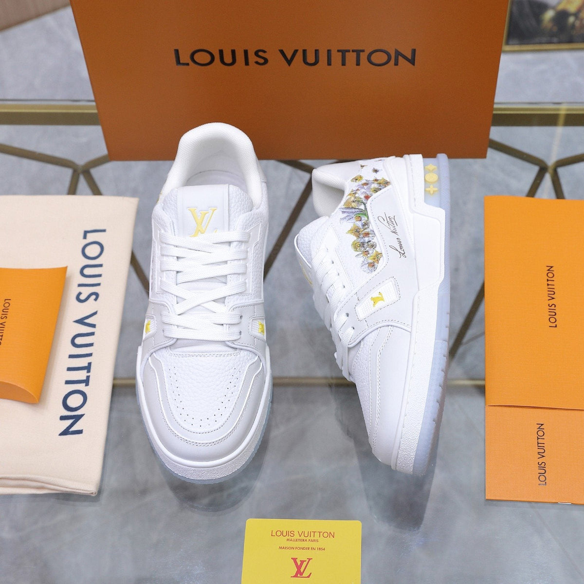 Louis Vuitton Embroidered White Low-Top Sneakers