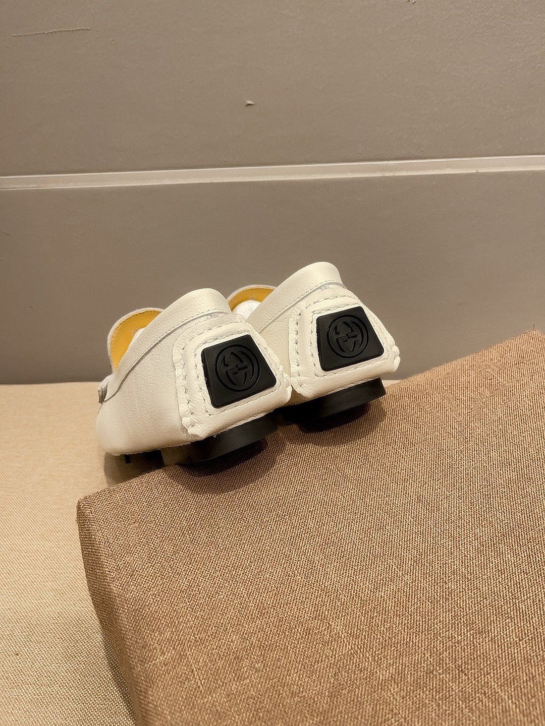 Gucci White Web Accent Loafers