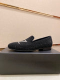Giuseppe Zanotti Men's Black Rhinestone Loafers