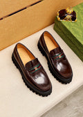 Gucci Striped Vamp Lug Sole Loafers
